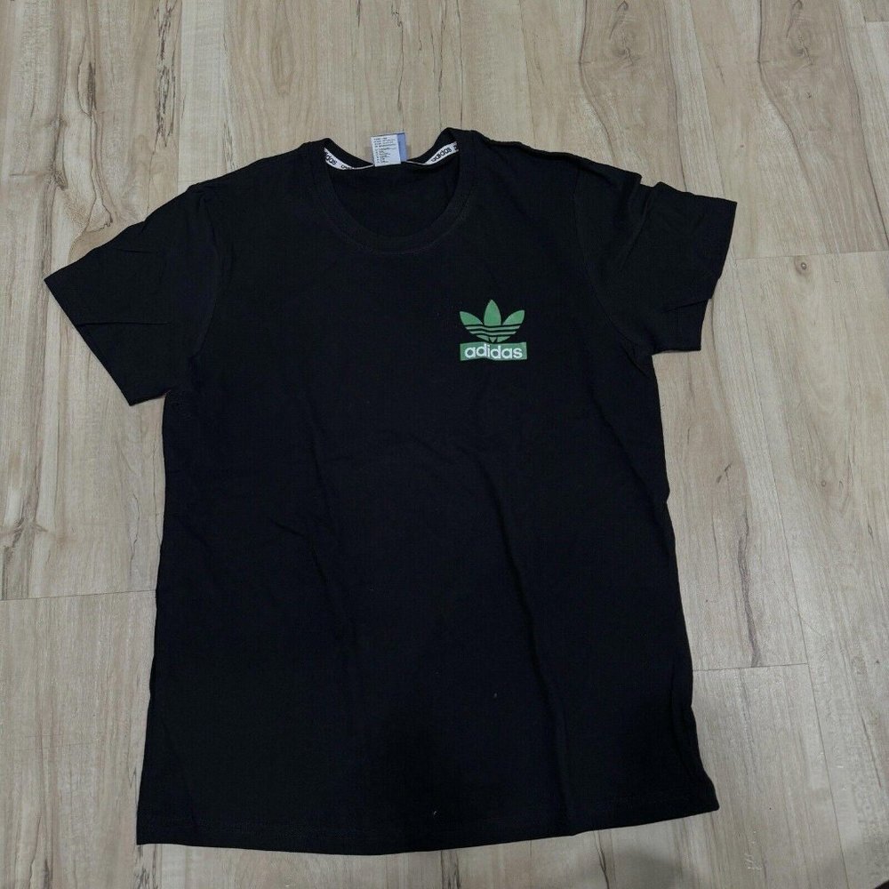 Kids‎ Unisex Adidas Black Tshirt Shirt Size Large L Green Logo